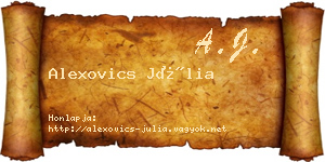 Alexovics Júlia névjegykártya